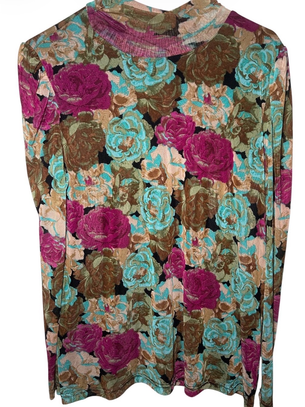 Jane Delancy Sheer Floral Teal‎ Purple Long Sleeve Layered Womens Top XL